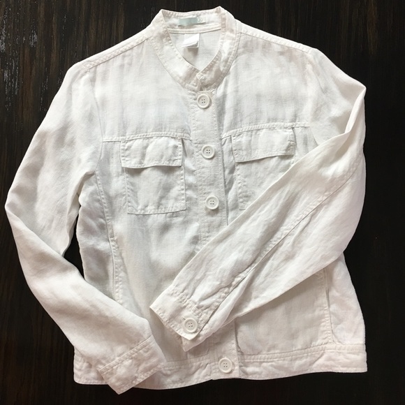 R White linen button jacket, size 8 - Picture 1 of 8